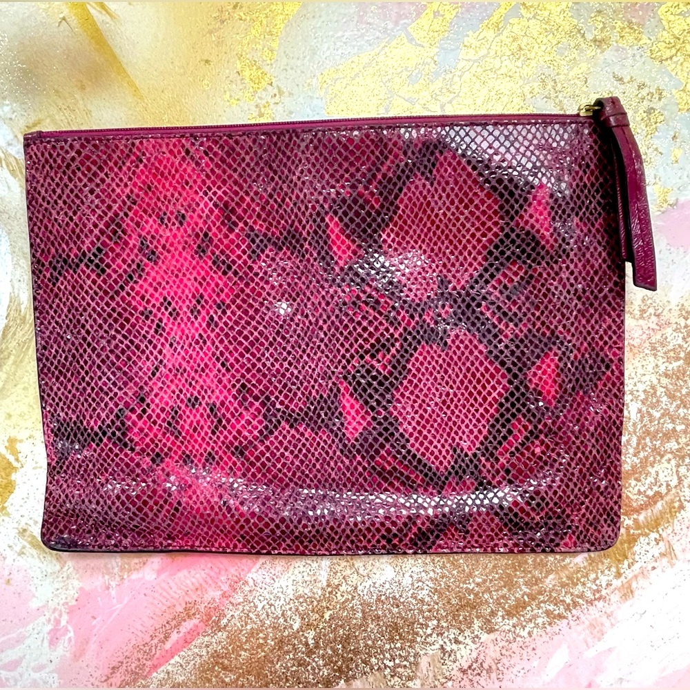Coach Raspberry Pink Python Snakeskin Leather Wri… - image 2